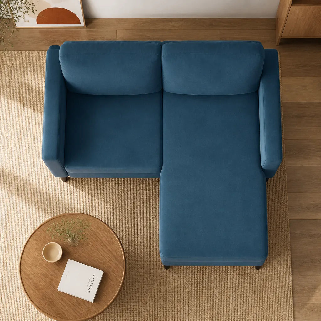 Solveig — Canapé 2 places avec méridienne en L 125 cm en Velours