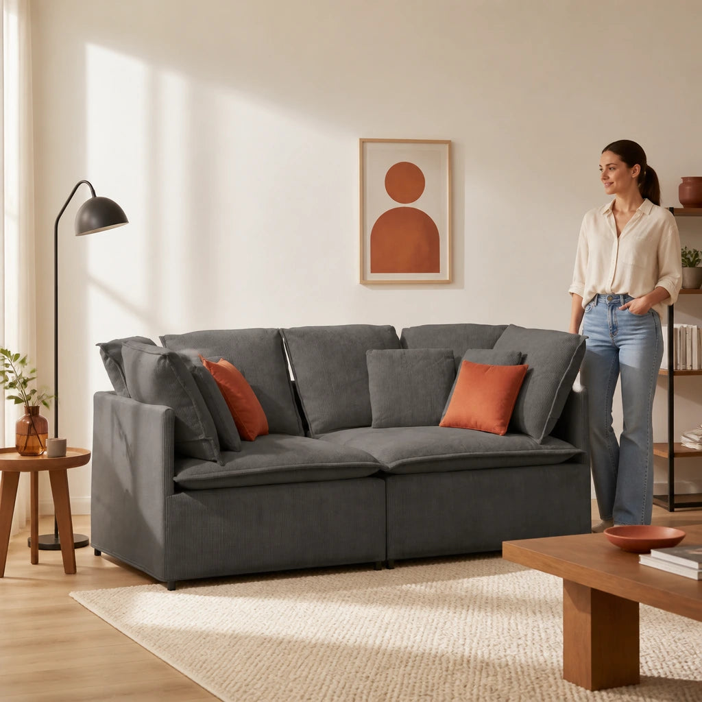 Rille — Canapé modulable velours côtelé