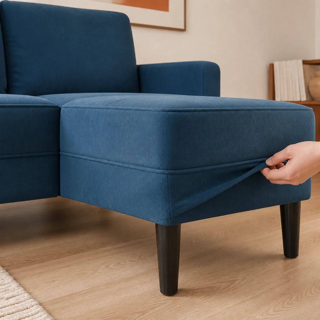 Solveig — Canapé 2 places avec méridienne en L 125 cm en Velours