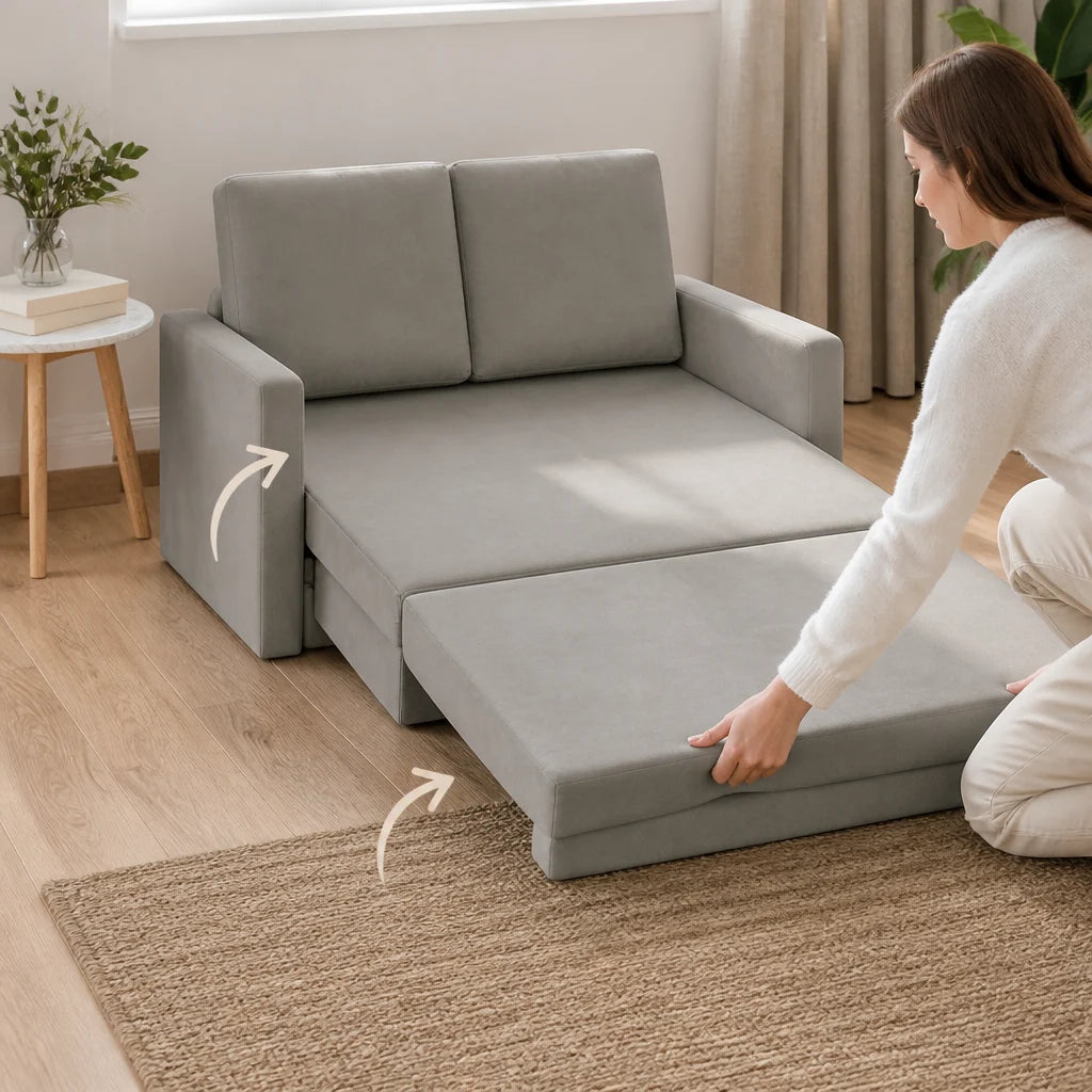 Sammet — Canapé-lit convertible 2 en 1 en velours 122x204x55cm
