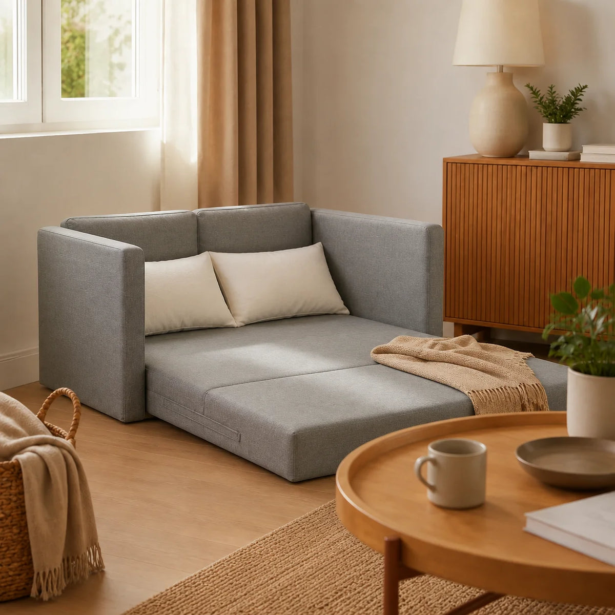 Nätt — Canapé-lit convertible 2 en 1 en tissu 112x174x55 cm