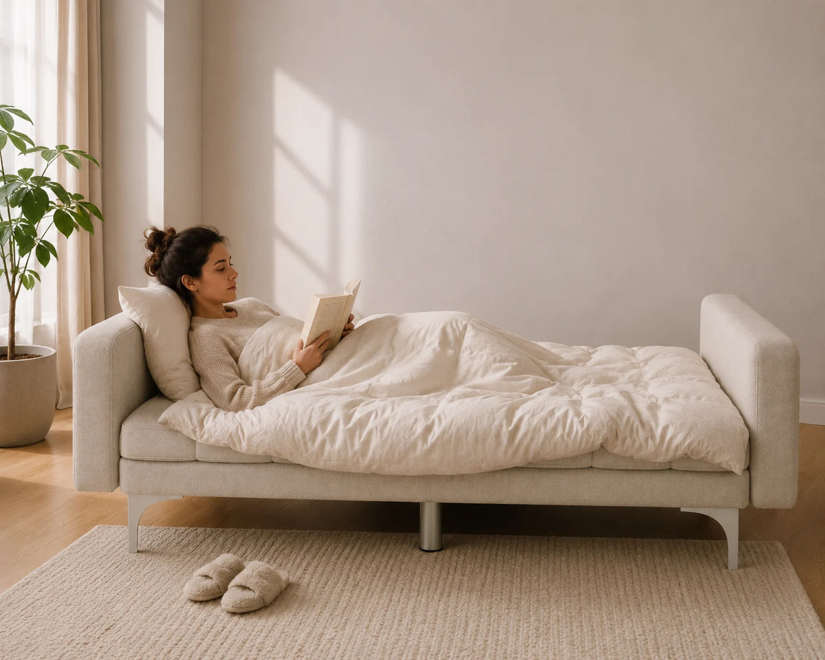 Lumi — Canapé-lit convertible Crème Tissu