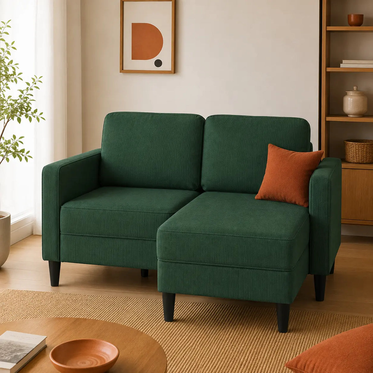Linnéa — Canapé 2 places avec méridienne en L 125 cm en Lin