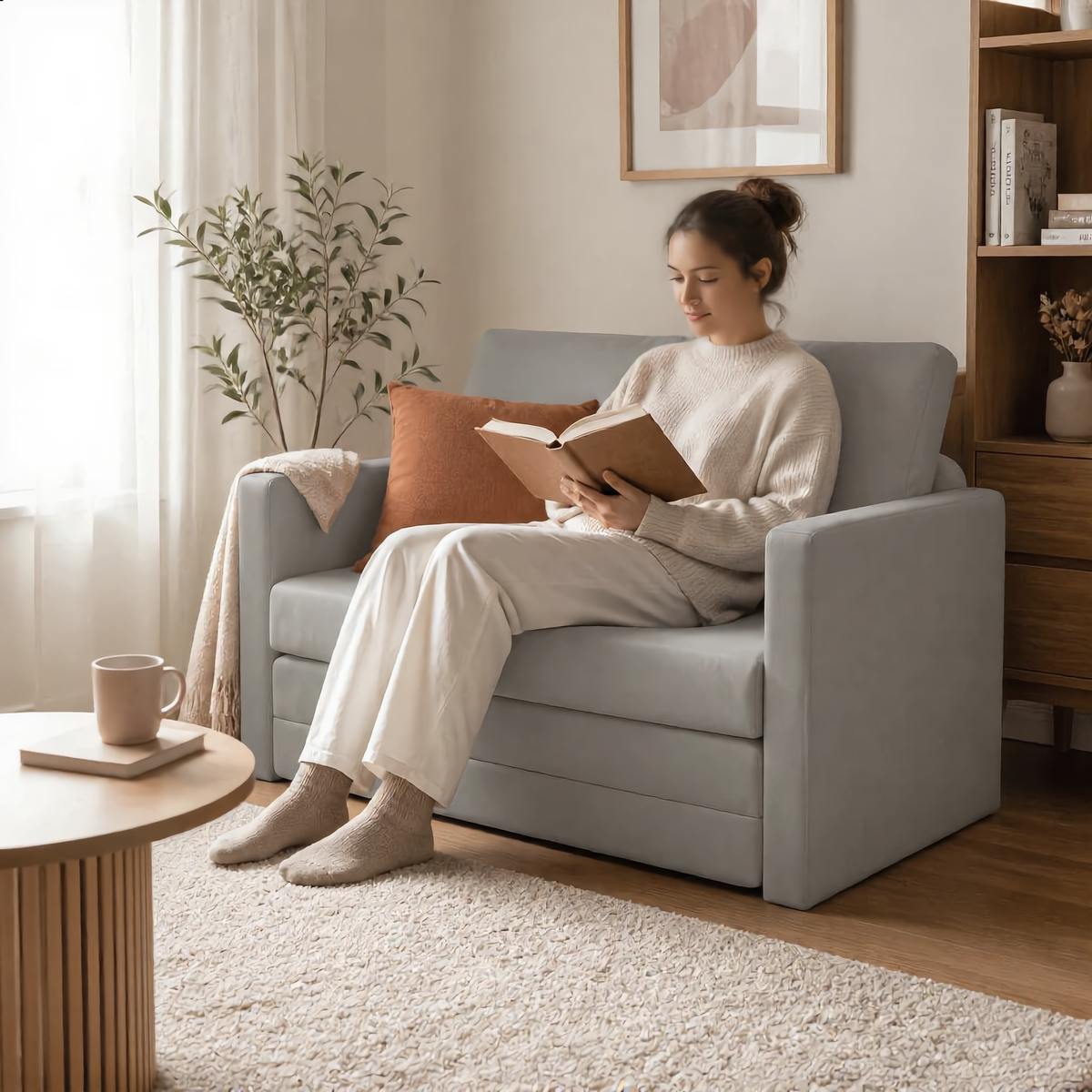 Sammet — Canapé-lit convertible 2 en 1 en velours 122x204x55cm