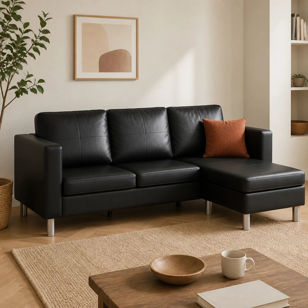 Storö — Canapé d'angle sectionnel cuir synthétique
