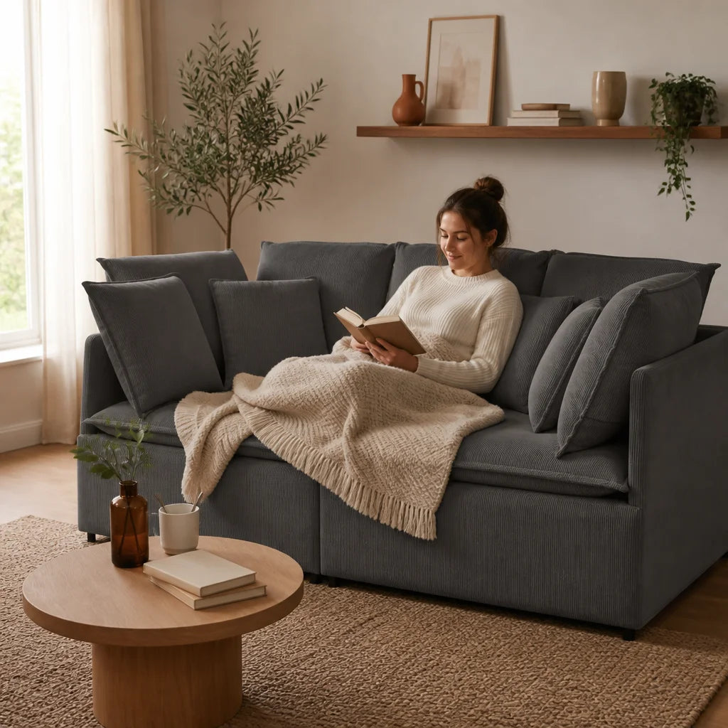 Rille — Canapé modulable velours côtelé