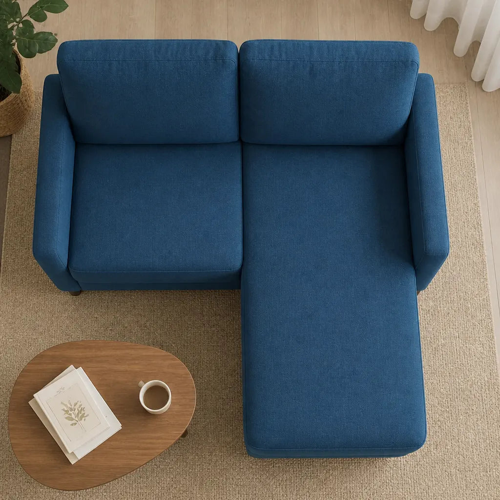 Halland — Canapé 2 places avec méridienne en L 125 cm en Tissu