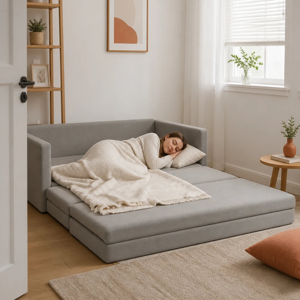 Sammet — Canapé-lit convertible 2 en 1 en velours 122x204x55cm